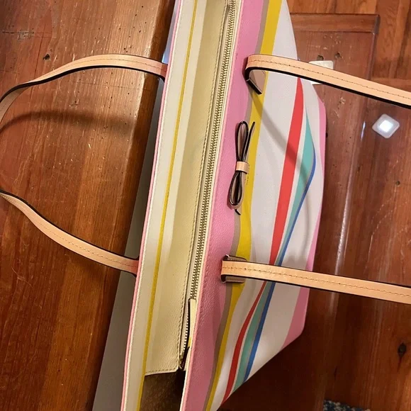 Kate Spade leather pastel stripe tote bag - Picture 9 of 10
